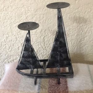 Double sale vintage sailboat candleholder